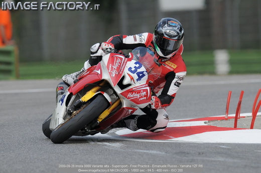 2009-09-26 Imola 0888 Variante alta - Supersport - Free Practice - Emanuele Russo - Yamaha YZF R6
